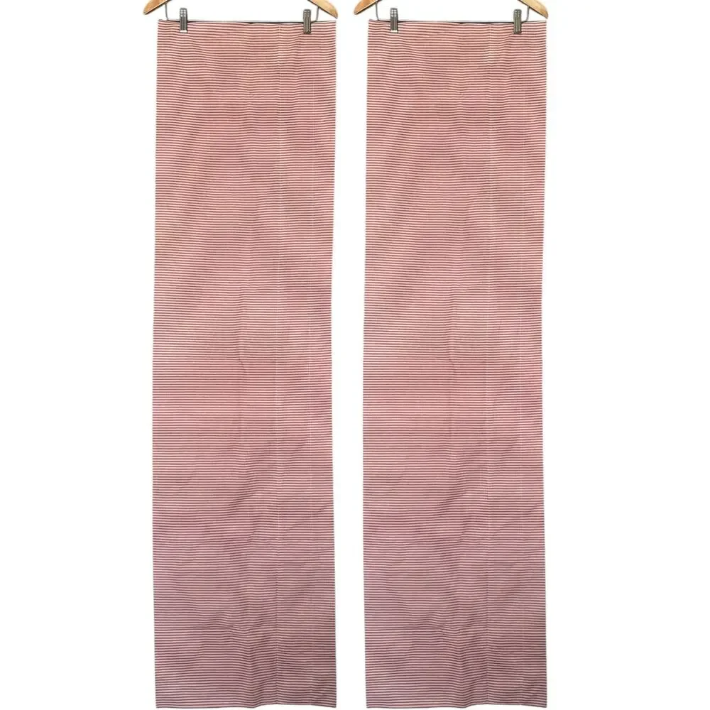 Red and White Striped Linen Valance Set of 2 60
